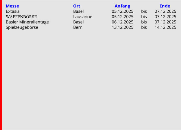Dezember Schweizer Messekalender