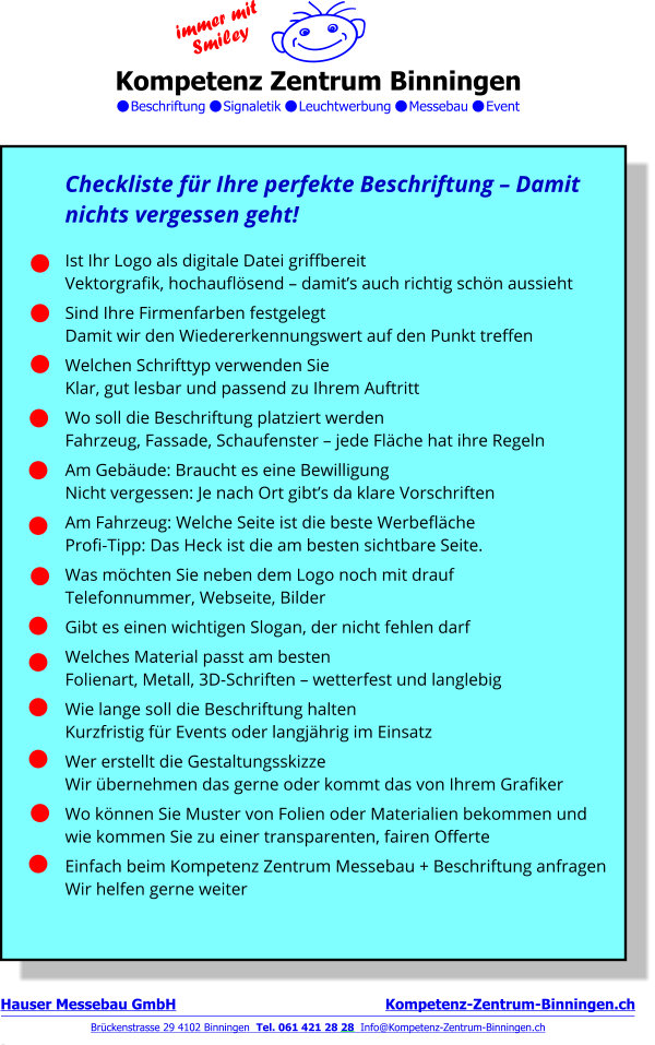 Beschriftungs Checkliste für mehr Sichtbarkeit
